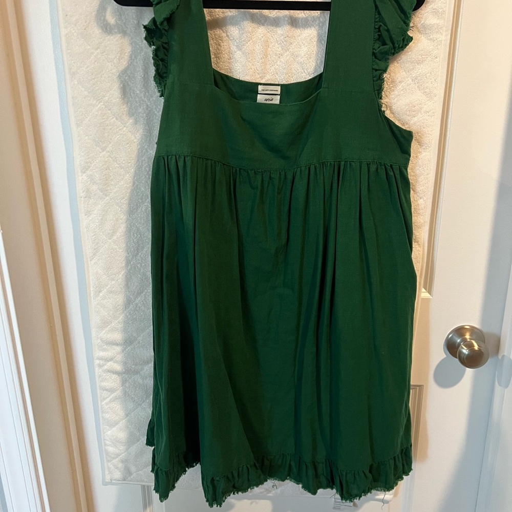 Green Ruffle Sleeve Dress